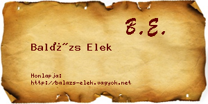 Balázs Elek névjegykártya